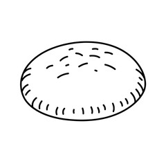 Simplified Bun Illustration: A simple black and white illustration of a round bun.