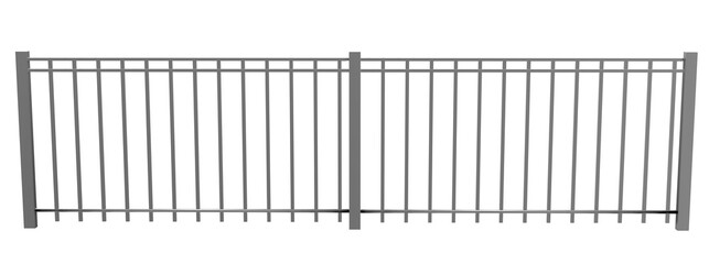Modern 3D render of a metal fence, ideal for security or boundary visualizations. Clean and contemporary design.