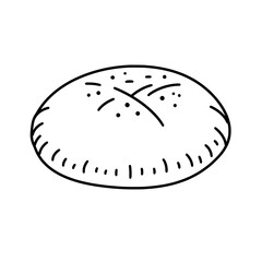 Freshly Baked Bun: A simple yet appetizing line drawing of a golden-brown bun, capturing its perfectly formed shape and inviting texture.