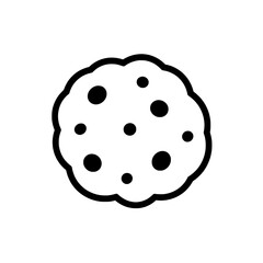 Cookie Icon: A simple yet delectable cookie, a beloved treat, stands alone in its delicious form. The iconic representation, created in a monochrome style, promises pure indulgence.
