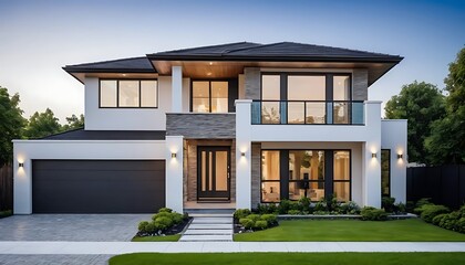 Fototapeta premium Modern Real Estate House Exterior Close Up Photography