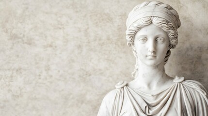 Marble Statue of Greek Goddess Hera with Neutral Backdrop, Greek Mythology , Sculpture
