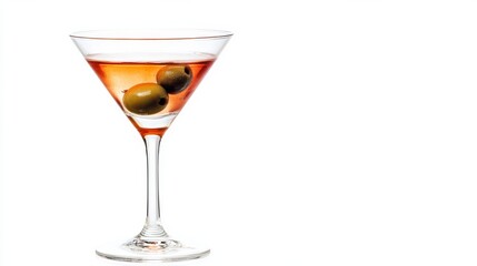 Fototapeta premium Classic Cocktail Rosy Martini with Green Olives on White ,Martini ,Cocktail