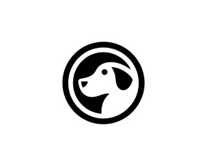Silhouette Dog Logo Design Template. Black and White Dog Icon Vector Illustration.