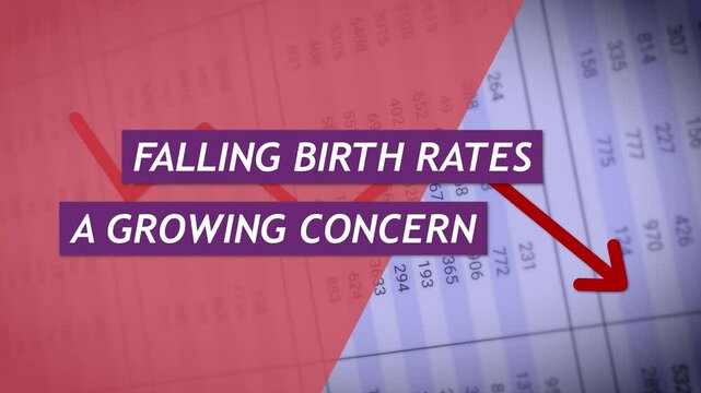 Animation Showing Falling Birth Rates, A Growing Concern, Numbers on the Background