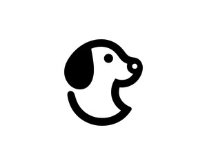 Silhouette Dog Logo Design Template. Black and White Dog Icon Vector Illustration.