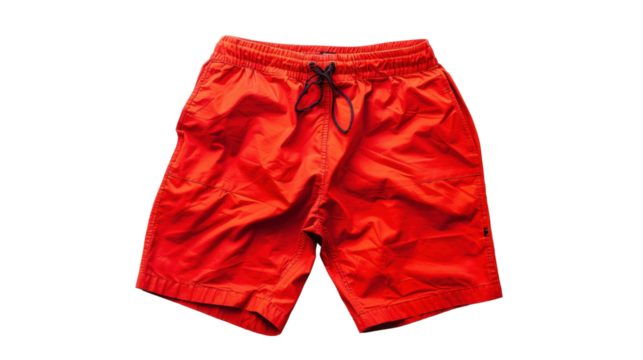 Red shorts isolated on transparent background: modern summer fashion for men