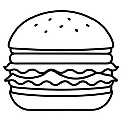Elegant Burger Vector Line Drawing