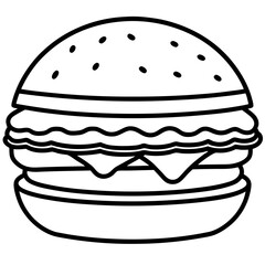 Elegant Burger Vector Line Drawing