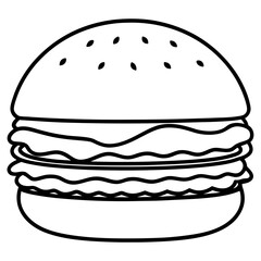 Elegant Burger Vector Line Drawing