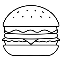 Elegant Burger Vector Line Drawing