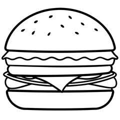 Elegant Burger Vector Line Drawing