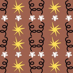 Retro Celebration Star and Swirl Pattern