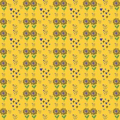 Sunny Blooms Whimsical Floral Heart Pattern