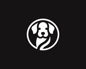 Silhouette Dog Logo Design Template. Black and White Dog Icon Vector Illustration.