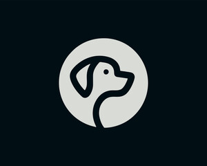 Silhouette Dog Logo Design Template. Black and White Dog Icon Vector Illustration.