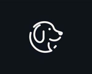 Silhouette Dog Logo Design Template. Black and White Dog Icon Vector Illustration.