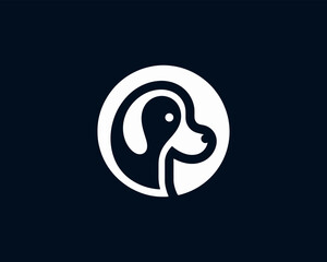 Silhouette Dog Logo Design Template. Black and White Dog Icon Vector Illustration.