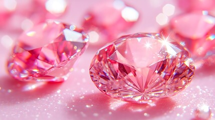 Sparkling pink diamonds on pink background.