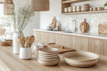 Stylish blend of contemporary and bohemian design in the kitchen.
