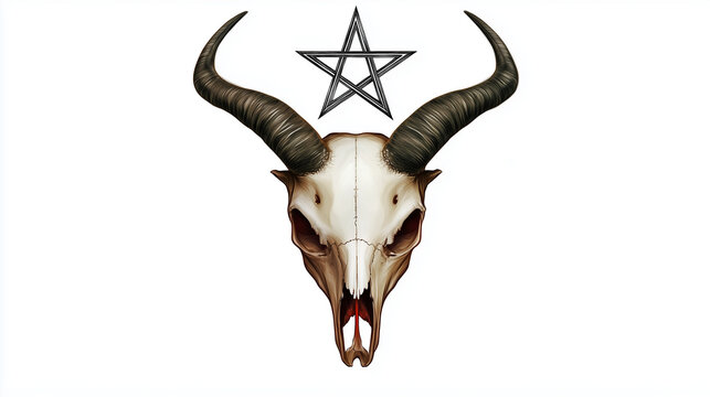 Satanic pentagram with goat skull for rituals