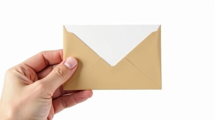 Fototapeta premium envelope in hand on white background