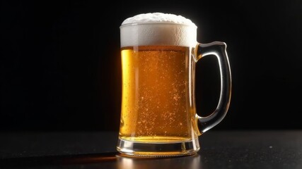 big beer mug with handle on black background