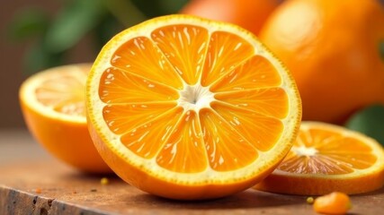 Fototapeta premium half of an orange on a light background