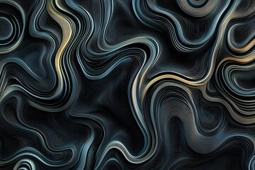 Obraz premium Abstract Dark Blue and Gold Wavy Texture Background