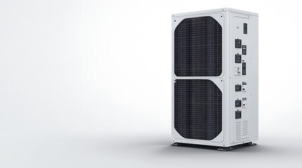 Obraz premium White outdoor air conditioning unit.