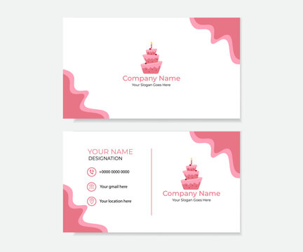 Front and back view of business card or horizontal template design  for bakery or cake shop. Vector illustration