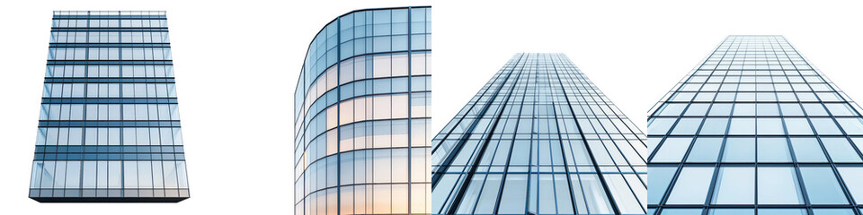 Obraz premium Sleek contemporary glass and steel highrise buildings in the commercial district of a metropolitan city
