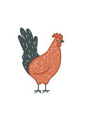 Funny baby chicken with big eyes in vector illustration