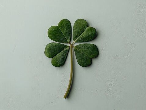 A vibrant green four-leaf clover leaf.