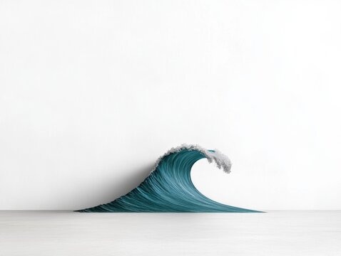A vibrant wave emerging against a plain backdrop.