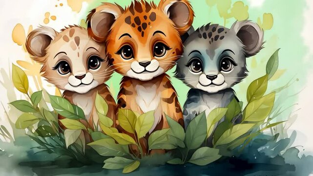 Cartoon baby tigers collection set