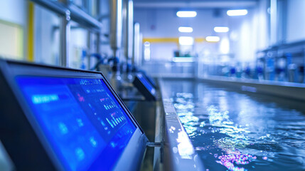 Digital water quality monitor provides clear view, exhibiting hopeful atmosphere for efficient environmental monitoring