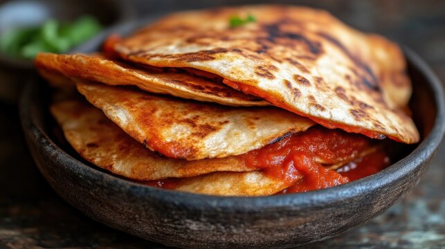 Stacked quesadillas with tomato sauce