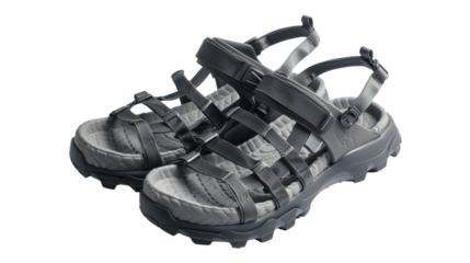 Pair of hiking sandals isolated on transparent background