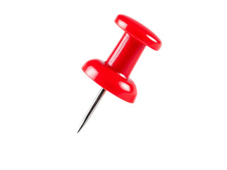 A single, bright red push pin is centered against a transparent background