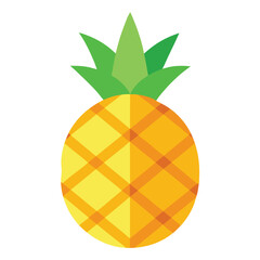 Isolated Pineapple Fruit with Green Leaves and Yellow Textured Skin Tropical Food