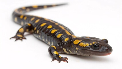 Obraz premium Spotted Salamander Close-Up of Amphibian in Isolated View