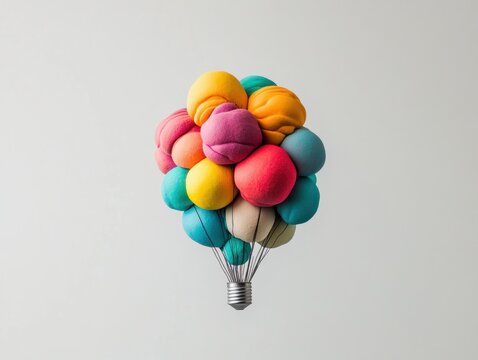 Colorful hot air balloon made from clay.