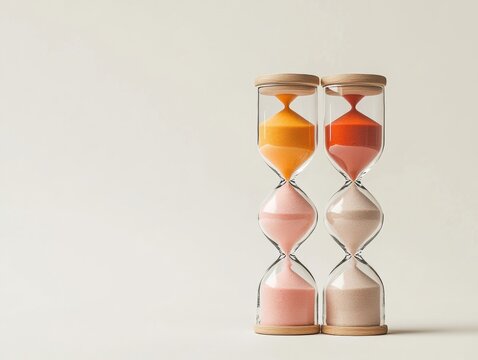 Colorful hourglasses representing time management.