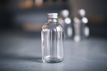 Elegant Clear Glass Bottle with Silver Cap for Beverages