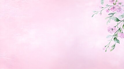 Delicate pink flowers and leaves adorn a pastel pink background