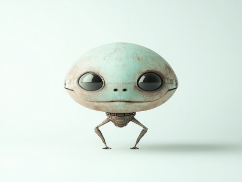 Cute alien character with large eyes.