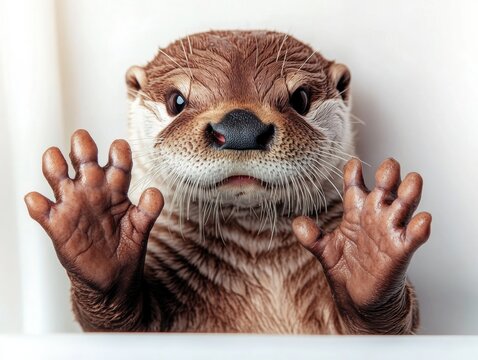 Cute otter looking curiously at the viewer.