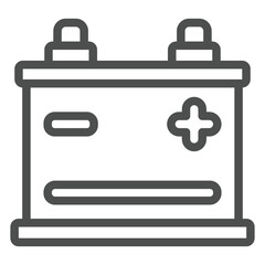 Energy accumulator line icon, car service concept. Vector graphics. Battery container with plus and minus, electricity sign on white background, outline style icon for mobile or web design.
