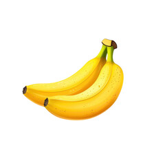 Illustration of a bunch of ripe yellow bananas on a transparent background. Concept of healthy eating and tropical fruits.